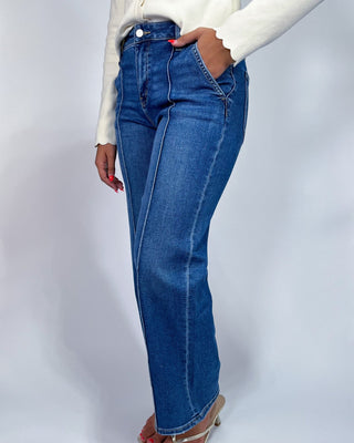 The Bella HR Pintuck Wide Leg Jeans - All About You