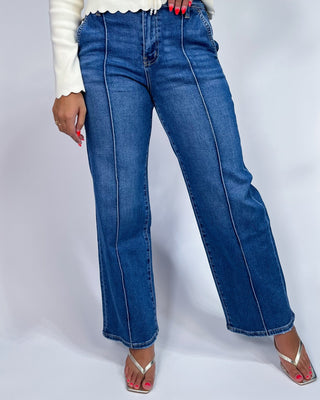 The Bella HR Pintuck Wide Leg Jeans - All About You
