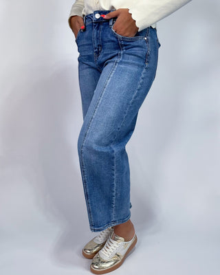 The Billie Front Seam Crop Barrel Jeans - All About You