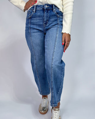 The Billie Front Seam Crop Barrel Jeans - All About You