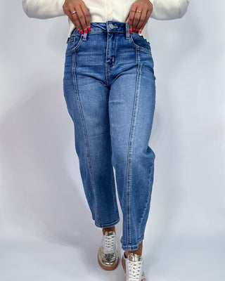 The Billie Front Seam Crop Barrel Jeans - All About You