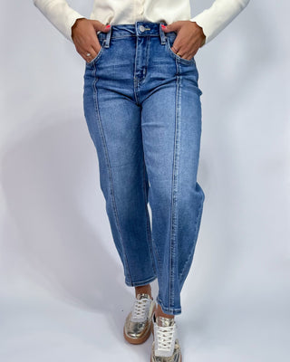 The Billie Front Seam Crop Barrel Jeans - All About You