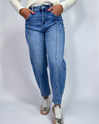 The Billie Front Seam Crop Barrel Jeans - All About You