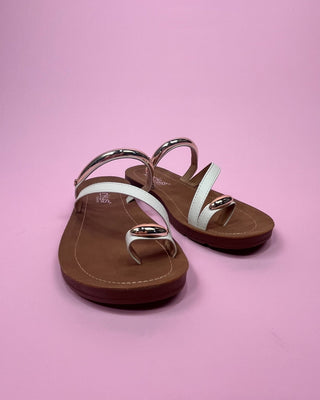 The Birdie Gold Detail White Sandal - All About You