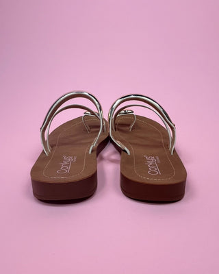 The Birdie Gold Detail White Sandal - All About You