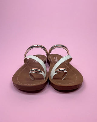 The Birdie Gold Detail White Sandal - All About You