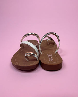 The Birdie Gold Detail White Sandal - All About You