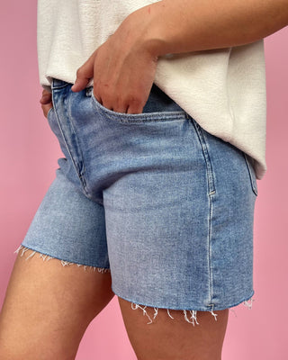 The Bricelynn HR Raw Hem Denim Shorts - All About You