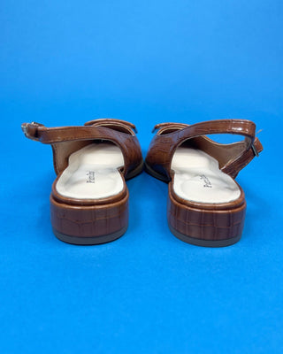 The Brielle Cognac Croc Buckle Slingback Heels - All About You