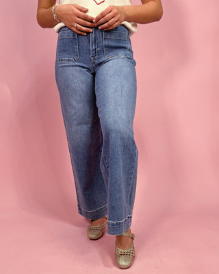 The Brooke HR Wide Leg Front Pocket Jeans - All About You