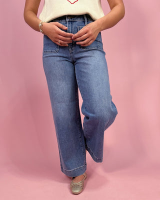 The Brooke HR Wide Leg Front Pocket Jeans - All About You