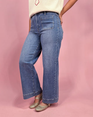 The Brooke HR Wide Leg Front Pocket Jeans - All About You