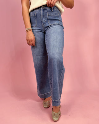 The Brooke HR Wide Leg Front Pocket Jeans - All About You