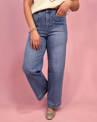 The Brooke HR Wide Leg Front Pocket Jeans - All About You