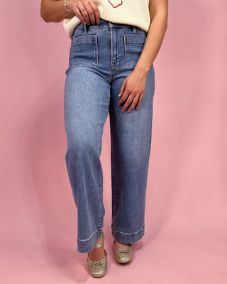 The Brooke HR Wide Leg Front Pocket Jeans - All About You