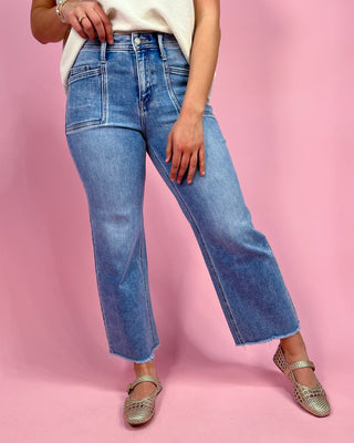 The Casey HR Crop Slim Wide Jeans - All About You