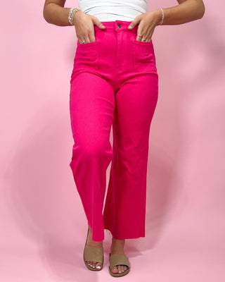 The Claire Wide Leg HR Pink Denim Jeans - All About You Boutique & Gifts