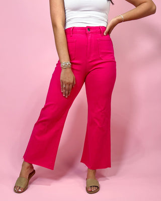 The Claire Wide Leg HR Pink Denim Jeans - All About You Boutique & Gifts