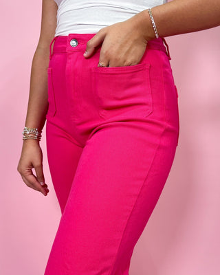 The Claire Wide Leg HR Pink Denim Jeans - All About You Boutique & Gifts