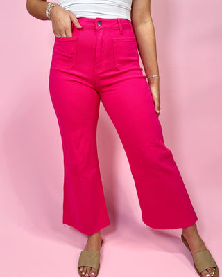 The Claire Wide Leg HR Pink Denim Jeans - All About You Boutique & Gifts