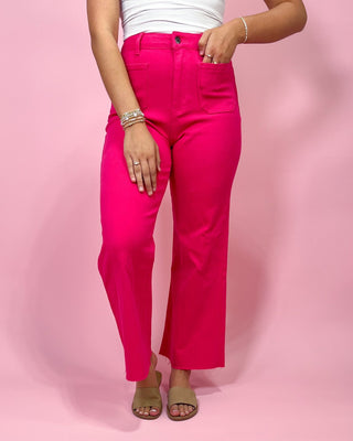 The Claire Wide Leg HR Pink Denim Jeans - All About You Boutique & Gifts