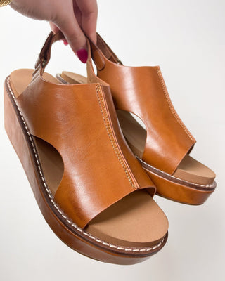 The Danielle Brown Faux Leather Wedge - All About You