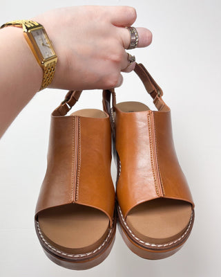 The Danielle Brown Faux Leather Wedge - All About You
