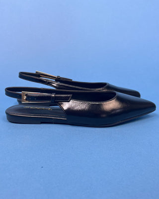 The Darla Black Pointed Toe Sling Back Flat - All About You