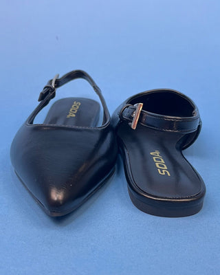 The Darla Black Pointed Toe Sling Back Flat - All About You