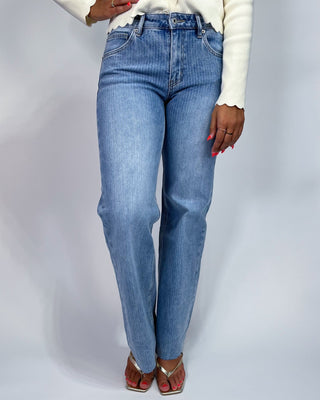 The Delilah MR Stripe Light Wash Jeans - All About You