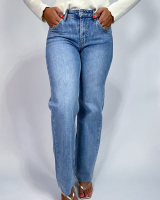 The Delilah MR Stripe Light Wash Jeans - All About You