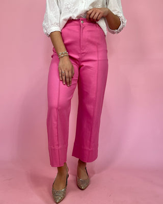The Eliana Pink Super HR Wide Crop Jeans - All About You