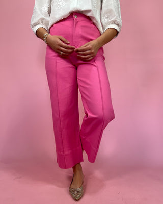 The Eliana Pink Super HR Wide Crop Jeans - All About You
