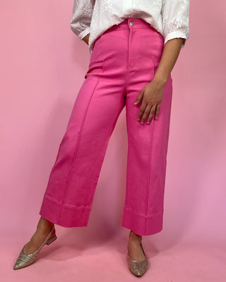 The Eliana Pink Super HR Wide Crop Jeans - All About You