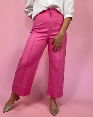 The Eliana Pink Super HR Wide Crop Jeans - All About You