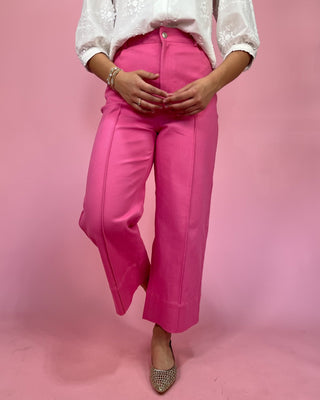 The Eliana Pink Super HR Wide Crop Jeans - All About You
