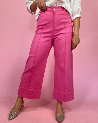 The Eliana Pink Super HR Wide Crop Jeans - All About You