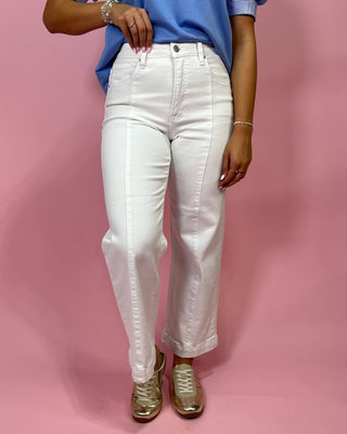 The Ella White TC HR Crop Wide Jeans - All About You