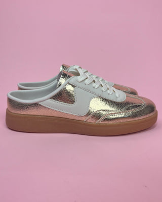 The Emily Backless Gold Sneaker Mule - All About You
