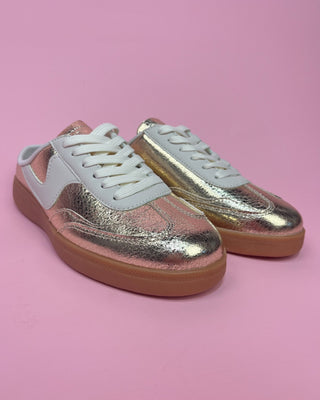 The Emily Backless Gold Sneaker Mule - All About You