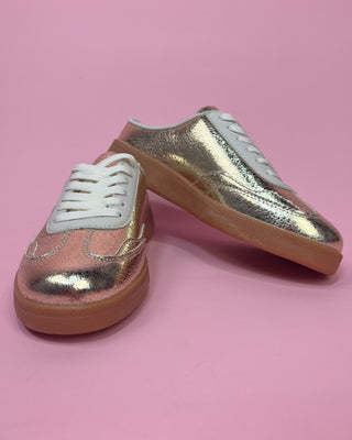 The Emily Backless Gold Sneaker Mule - All About You