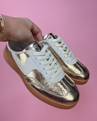 The Emily Backless Gold Sneaker Mule - All About You