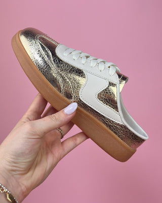 The Emily Backless Gold Sneaker Mule - All About You