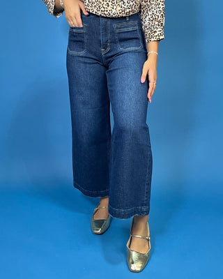 The Evelyn HR Dark Wash Ankle Wide Jeans - All About You