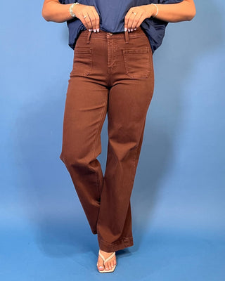 The Falon Chocolate HR Wide Leg Jeans - All About You