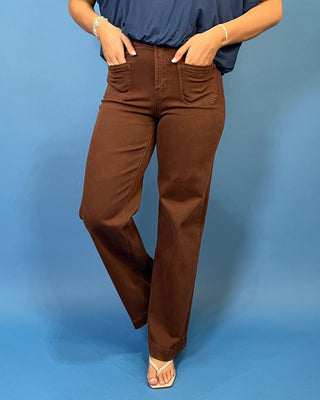 The Falon Chocolate HR Wide Leg Jeans - All About You