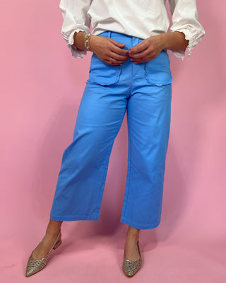 The Gulf Breeze HR Wide Leg Scalloped Patch Pocket Jeans - All About You
