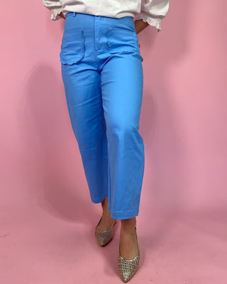 The Gulf Breeze HR Wide Leg Scalloped Patch Pocket Jeans - All About You
