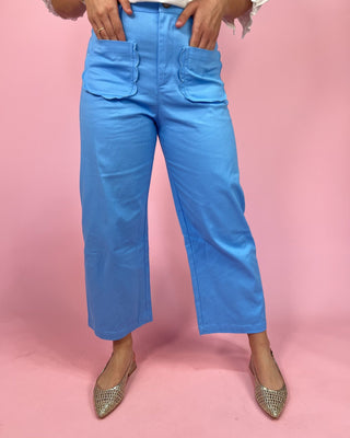 The Gulf Breeze HR Wide Leg Scalloped Patch Pocket Jeans - All About You