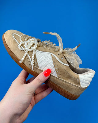 The Gwen Neutral Suede Sneaker - All About You